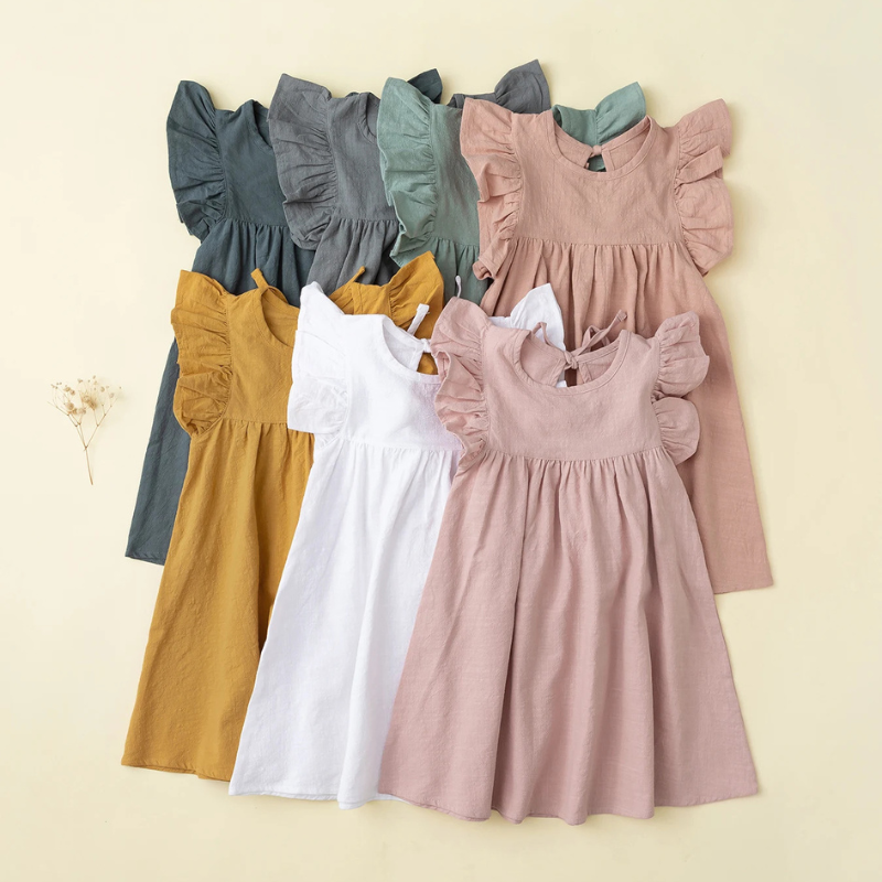 Toddler Flying Sleeve Cotton Dress - FlutterGlee