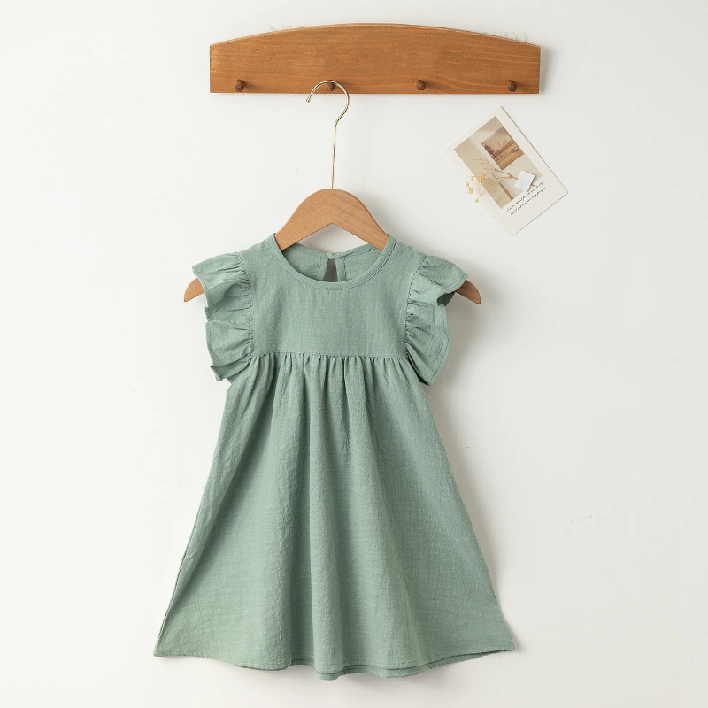 Toddler Flying Sleeve Cotton Dress - FlutterGlee