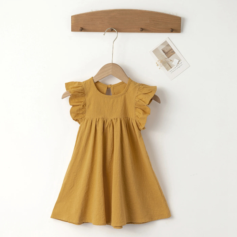 Toddler Flying Sleeve Cotton Dress - FlutterGlee