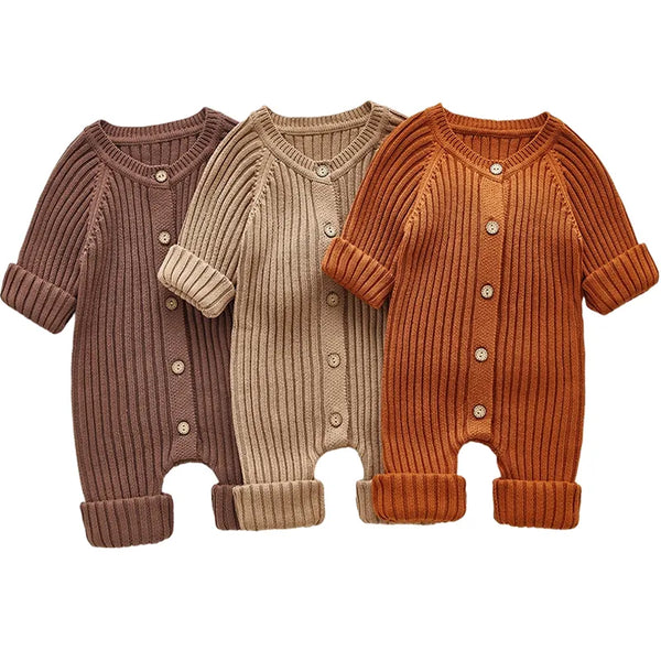 Long-Sleeve Knitted Baby Jumpsuit - WonderSnug