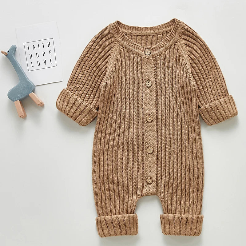 Long-Sleeve Knitted Baby Jumpsuit - WonderSnug