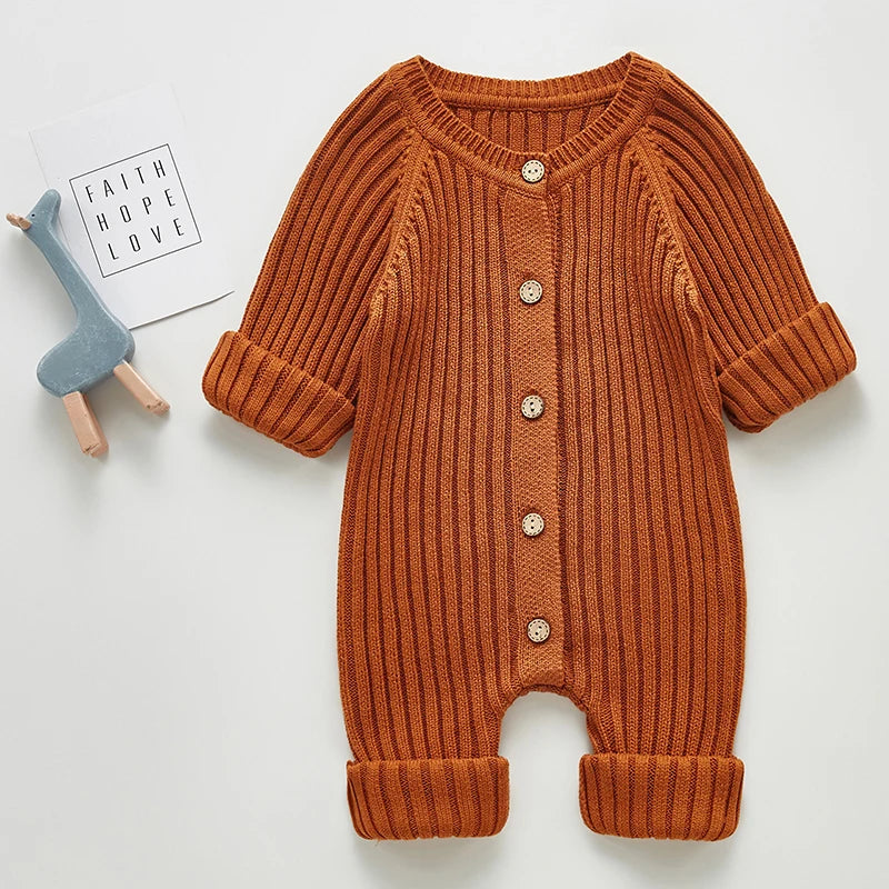 Long-Sleeve Knitted Baby Jumpsuit - WonderSnug