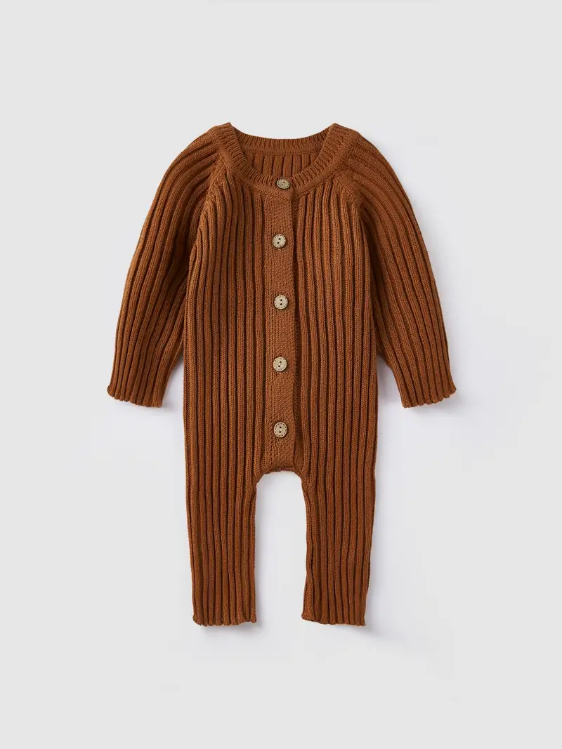 Long-Sleeve Knitted Baby Jumpsuit - WonderSnug