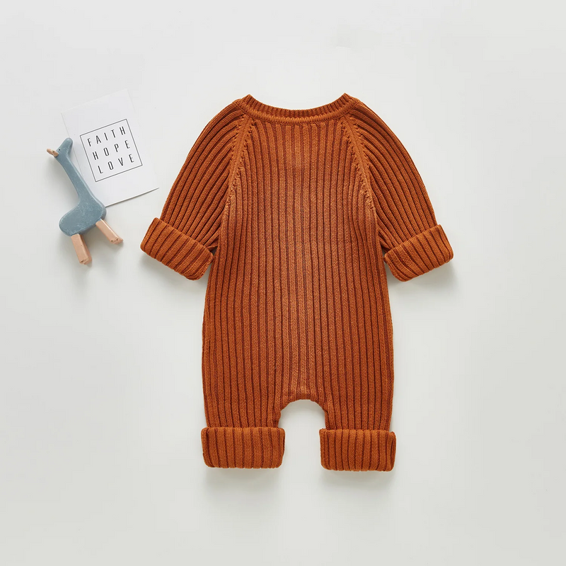 Long-Sleeve Knitted Baby Jumpsuit - WonderSnug