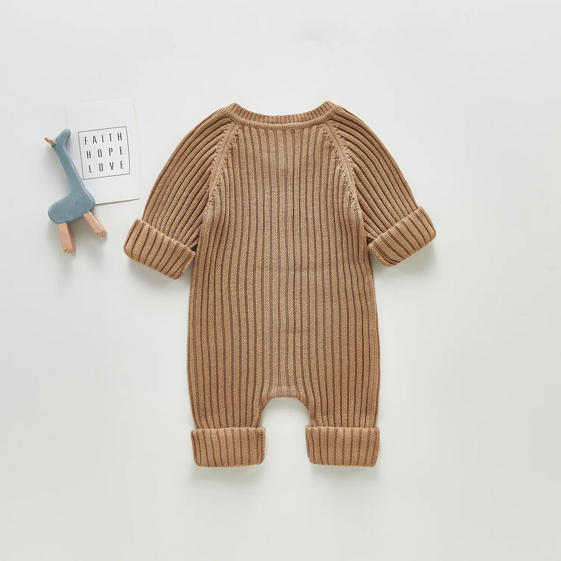 Long-Sleeve Knitted Baby Jumpsuit - WonderSnug