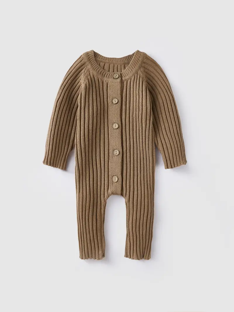 Long-Sleeve Knitted Baby Jumpsuit - WonderSnug