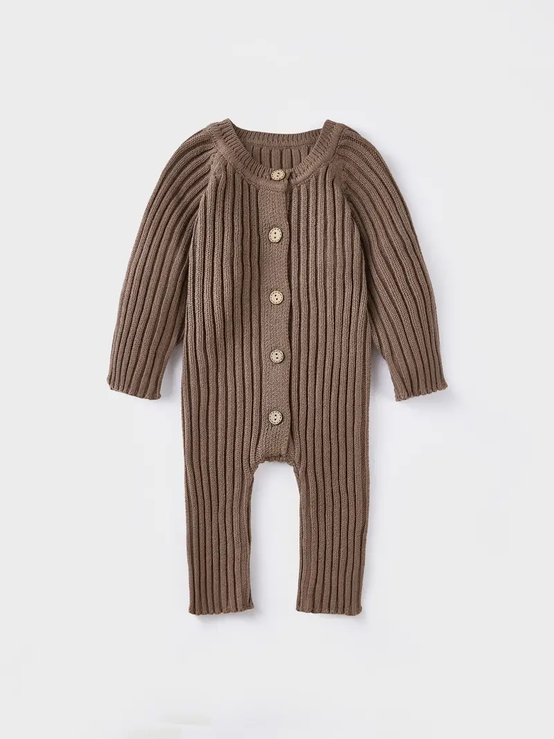 Long-Sleeve Knitted Baby Jumpsuit - WonderSnug